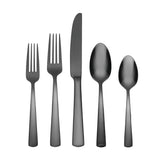 Oneida Aptitude Glossy Midnight 20-Piece Flatware Set, Stainless Steel, Dishwasher Safe