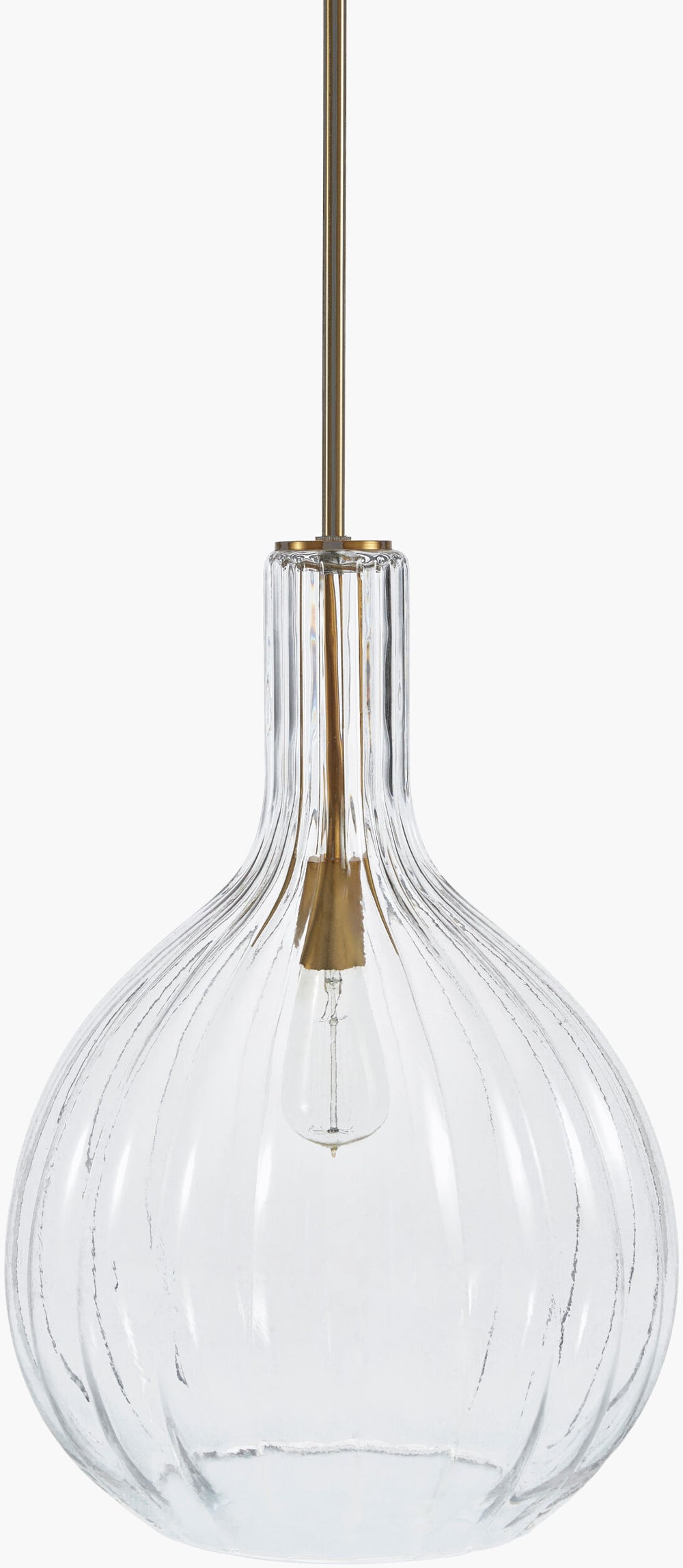 Surya Harpo Pendant Lighting - 14" Rustic Industrial Light Fixture With Clear Glass Shade For Home Decor Fixture, Gold,Shade, Clear,Cord, White Iron,Glass,Glass Hpo-001