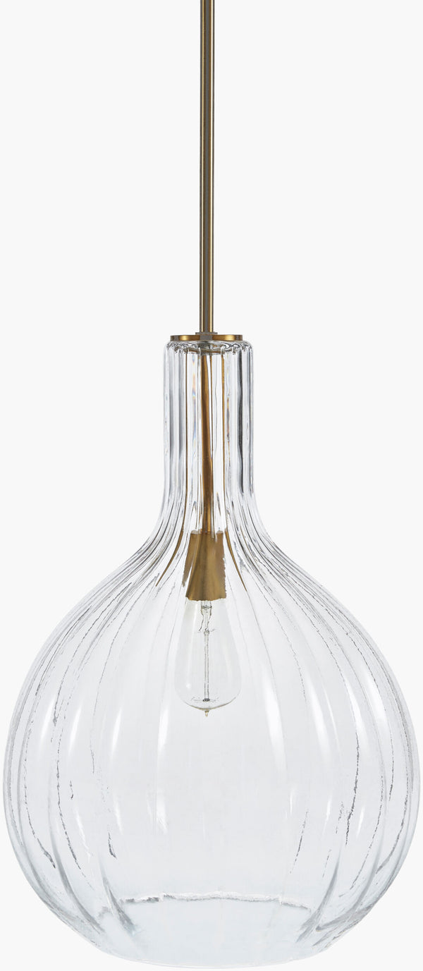 Surya Harpo Pendant Lighting - 14" Rustic Industrial Light Fixture With Clear Glass Shade For Home Decor Fixture, Gold,Shade, Clear,Cord, White Iron,Glass,Glass Hpo-001