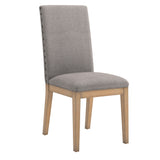 Homelegance By Top-Line Marsean Nailhead Accent Parson Linen Dining Chairs (Set of 2) Natural Rubberwood