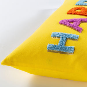 Surya Happy Hpp-001 13"L X 20"W Durable Cotton Lumbar Pillow - Modern Decor Charm & Comfort Guaranteed! Yellow Cotton,Cotton Hpp001-1320