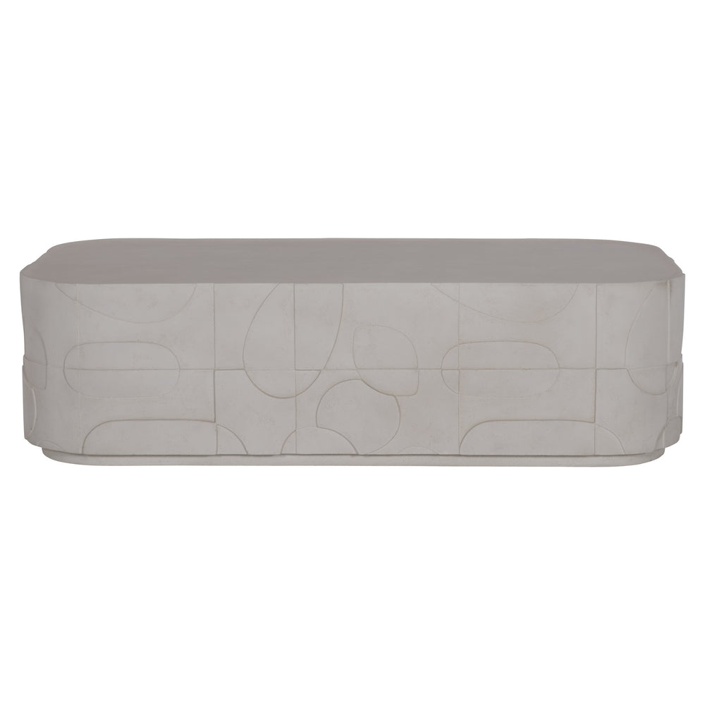 Bernhardt Bernhardt Sculptural Zina Cocktail Table In Stonecast With Carved Texture, Plinth Base & Casters 309023