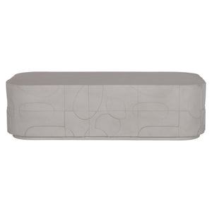 Bernhardt Bernhardt Sculptural Zina Cocktail Table In Stonecast With Carved Texture, Plinth Base & Casters 309023