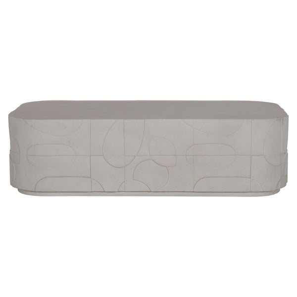 Bernhardt Bernhardt Sculptural Zina Cocktail Table In Stonecast With Carved Texture, Plinth Base & Casters 309023