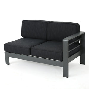 English Elm Cape Coral Modular Outdoor Sectional Aluminum Frame Khaki Cushions Glass Table 57591.00GRY