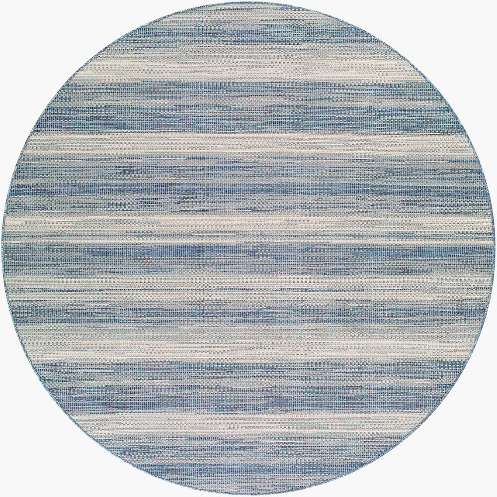 Livabliss Hampton Flatweave Polypropylene Area Rug Machine Woven Geometric Modern Indoor Outdoor Ivory, Dark Blu 7'8" x 7'8" Round HPT2301-77RD