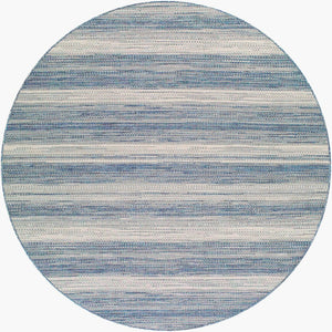 Livabliss Hampton Flatweave Polypropylene Area Rug Machine Woven Geometric Modern Indoor Outdoor Ivory, Dark Blu 7'8" x 7'8" Round HPT2301-77RD