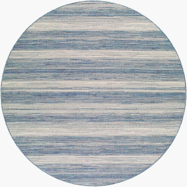 Livabliss Hampton Flatweave Polypropylene Area Rug Machine Woven Geometric Modern Indoor Outdoor Ivory, Dark Blu 7'8" x 7'8" Round HPT2301-77RD