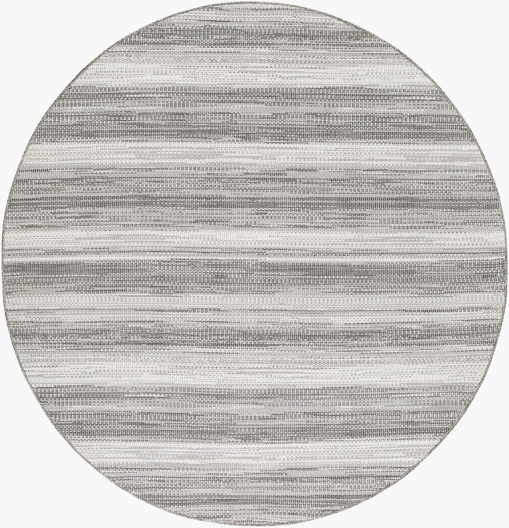 Livabliss Hampton Flatweave Polypropylene Area Rug Geometric Indoor Outdoor High Traffic Floor Accent Ivory, Black 7'8" x 7'8" Round HPT2306-77RD