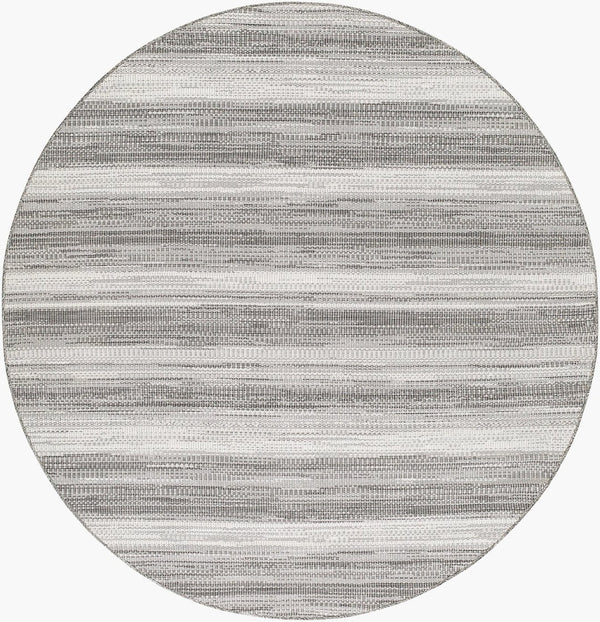 Livabliss Hampton Flatweave Polypropylene Area Rug Geometric Indoor Outdoor High Traffic Floor Accent Ivory, Black 7'8" x 7'8" Round HPT2306-77RD