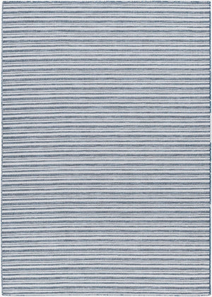 Livabliss Hampton Outdoor Flatweave Polypropylene Rug Weather Resistant Patio and Deck Accent Ivory, Dark Blu 7'8" x 7'8" Square HPT2308-77SQ