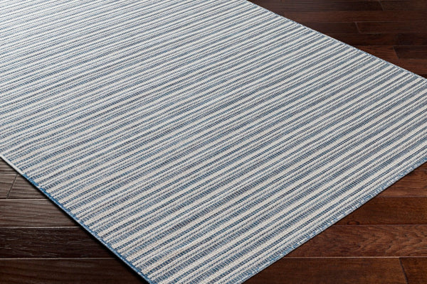 Livabliss Hampton Outdoor Flatweave Polypropylene Rug Weather Resistant Patio and Deck Accent Ivory, Dark Blu 7'8" x 7'8" Square HPT2308-77SQ