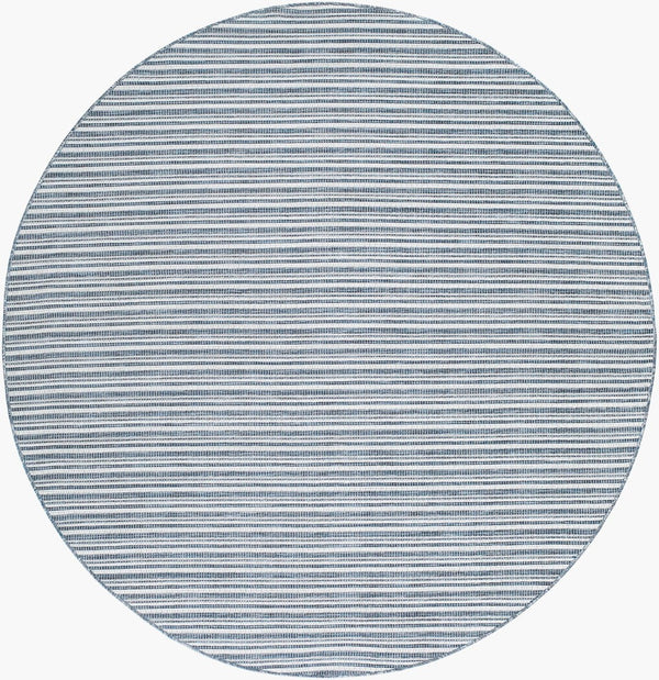 Livabliss Hampton Outdoor Flatweave Polypropylene Rug Weather Resistant Patio and Deck Accent Ivory, Dark Blu 7'8" x 7'8" Round HPT2308-77RD