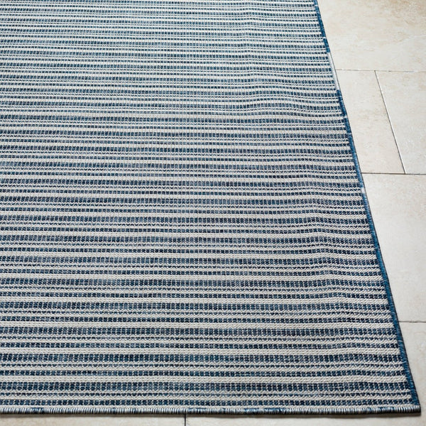 Livabliss Hampton Outdoor Flatweave Polypropylene Rug Weather Resistant Patio and Deck Accent Ivory, Dark Blu 7'8" x 7'8" Square HPT2308-77SQ