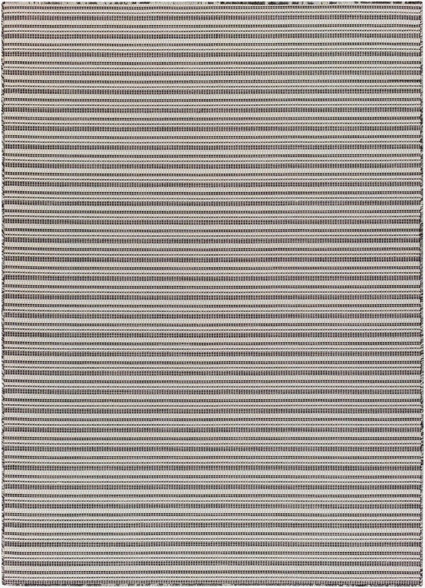 Livabliss Hampton Flatweave Polypropylene Outdoor Rug Turkish Woven Patio and Entryway Accent Ivory, Black 5'1" x 7' HPT2310-517