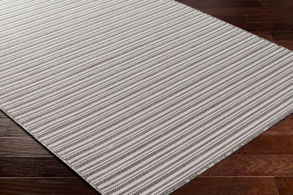 Livabliss Hampton Flatweave Polypropylene Outdoor Rug Turkish Woven Patio and Entryway Accent Ivory, Black 5'1" x 7' HPT2310-517