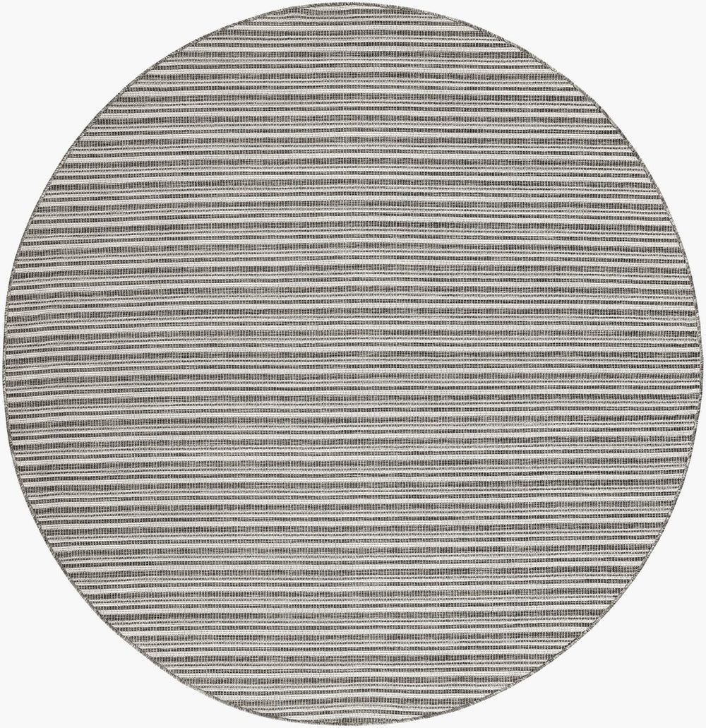 Livabliss Hampton Flatweave Polypropylene Outdoor Rug Turkish Woven Patio and Entryway Accent Ivory, Black 7'8" x 7'8" Round HPT2310-77RD
