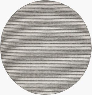 Livabliss Hampton Flatweave Polypropylene Outdoor Rug Turkish Woven Patio and Entryway Accent Ivory, Black 7'8" x 7'8" Round HPT2310-77RD