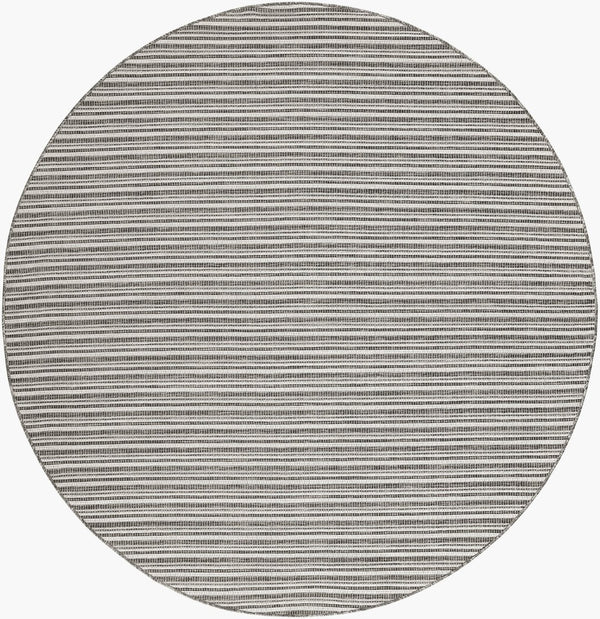 Livabliss Hampton Flatweave Polypropylene Outdoor Rug Turkish Woven Patio and Entryway Accent Ivory, Black 7'8" x 7'8" Round HPT2310-77RD