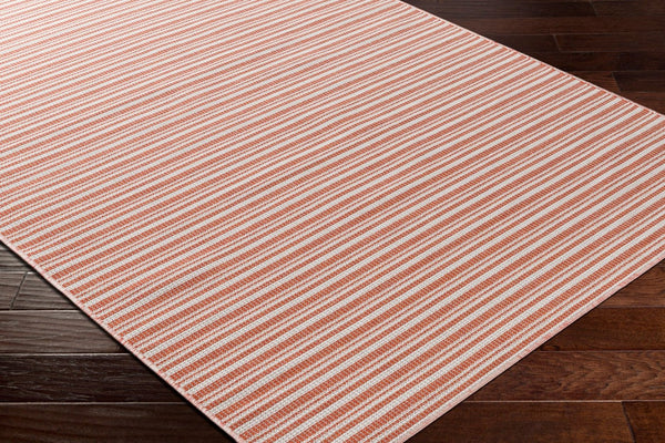 Livabliss Hampton Flatweave Polypropylene Area Rug Machine Woven for Indoor Outdoor Living Spaces Ivory, Red 7'8" x 7'8" HPT2315-77RD