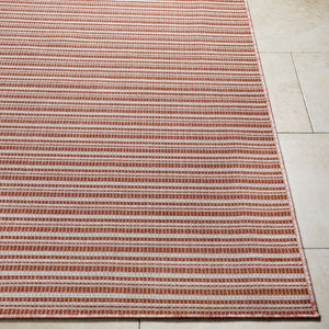 Livabliss Hampton Flatweave Polypropylene Area Rug Machine Woven for Indoor Outdoor Living Spaces Ivory, Red 7'8" x 7'8" HPT2315-77RD