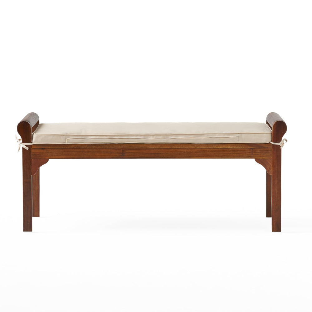 English Elm Christopher Knight Home® - Acacia Solid Mahogany Bench with Removable Tied Cushion, 47" Durable Acacia Wood Ottoman Seat 55001.00MAH