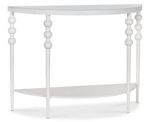 Hooker Furniture Melange Demilune Console Table With Beveled White-Glass Top, Textured White Finish & Shelf 628-85739-02