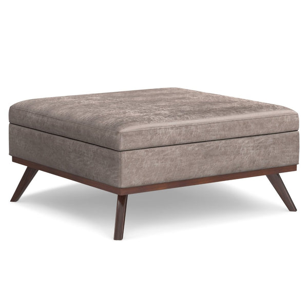 English Elm Owen - Versatile Xl Square Storage Ottoman Coffee Table In Distressed Grey Taupe For Stylish Living Spaces B136P159204-GIGA