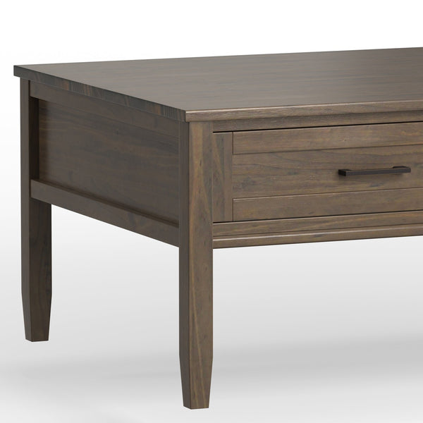 English Elm Ela Lift Top Coffee Table Smoky Brown - Solid Wood Handcrafted Storage, Shaker Drawers & Lift Top B136P158610