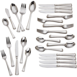 Lenox Gorham Column 45-Piece Flatware Set Metallic, STAINLESS METAL 846853