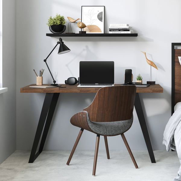 English Elm Lowry Flat Top Desk - Handcrafted Rustic Acacia Wood With Metal Legs For Home Office & More B136P158885
