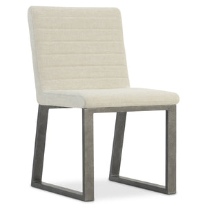 Bernhardt Bernhardt Tribeca Upholstered Side Chair With Horizontal Channeling And Textured Aluminum Sled Frame 333541