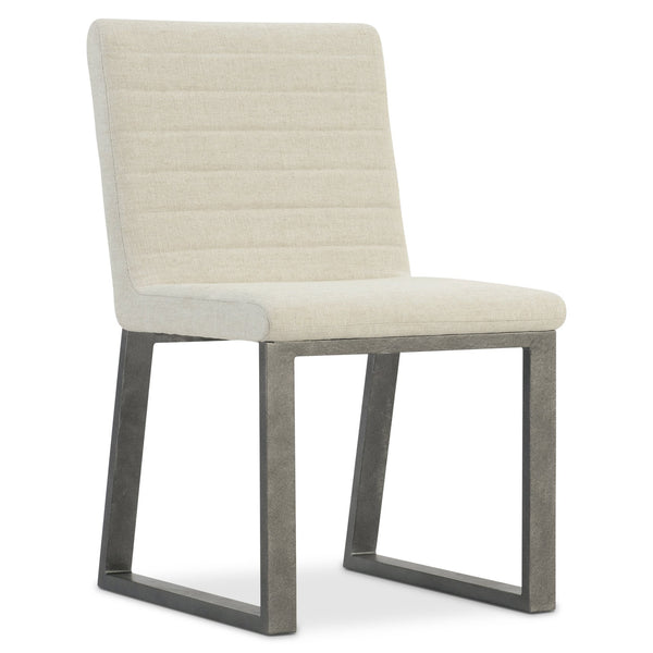 Bernhardt Bernhardt Tribeca Upholstered Side Chair With Horizontal Channeling And Textured Aluminum Sled Frame 333541