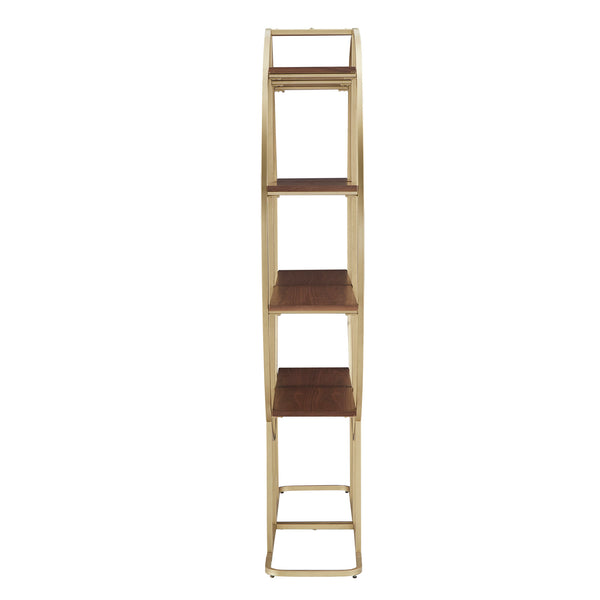 Homelegance By Top-Line Fonsie Natural Finish Gold Metal Half Moon Bookcase Gold Metal