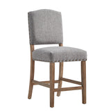 Homelegance By Top-Line Nicklaus Premium Nailhead Upholstered Counter Height Chairs (Set of 2) Light Natural Wood