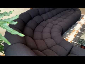 VIG Furniture Yolonda Curved Teddy Fabric Sofa With Hexagonal Tufting, Solid Wood Frame, Seats Up To Eight Black Sectional Sofa VGEV-2126B-BLK