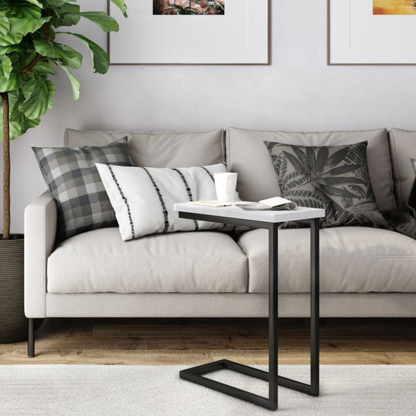 English Elm Skyler C Side Table – Handcrafted White Marble & Black Metal Frame For Modern Living Spaces B136P159959-GIGA