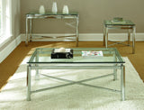 Steve Silver Nora Clear Glass Coffee Table, Contemporary Style, Sturdy Metal, X-Pattern Base, 12mm Tempered Glass