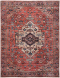 Nourison Brilliance Machine Washable WSB03 Machine Made Power-loomed Ornamental Border Indoor Only Vintage Bohemian Rug Rust Multicolor, Rust Multicolor 100% Polyester 99446117168