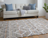 Feizy Rugs Mynka Polyester Machine Made Bohemian & Eclectic Rug Tan/Taupe/Ivory 9' x 12'
