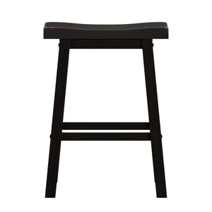 Homelegance By Top-Line Jarvis Saddle Seat 29-inch Bar Height Backless Stools (Set of 2) Black Rubberwood