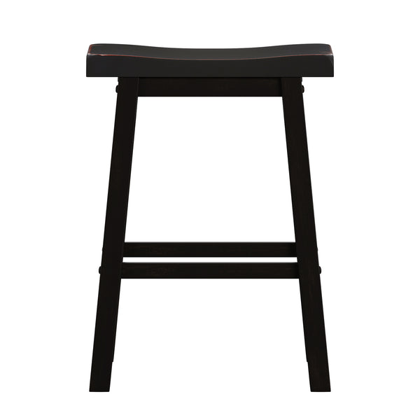 Homelegance By Top-Line Jarvis Saddle Seat 29-inch Bar Height Backless Stools (Set of 2) Black Rubberwood