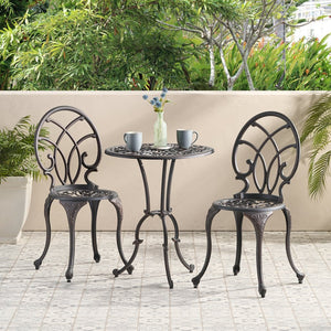 English Elm Charleston Cast Aluminum Outdoor Bistro Set Rust Resistant Copper Finish Patio Seating 50550.00COP