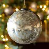 Chateau Etched Mercury Glass Ball Ornament Large XAO10356 Park Hill