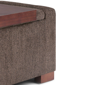 English Elm Bretton Lift-Top Storage Ottoman in Deep Umber Brown Chenille Fabric with Tray and Large Interior Storage B136P159221