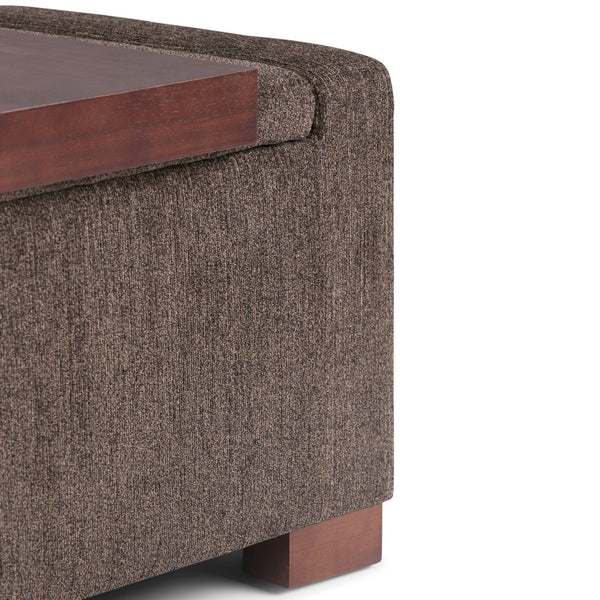 English Elm Bretton Lift-Top Storage Ottoman in Deep Umber Brown Chenille Fabric with Tray and Large Interior Storage B136P159221