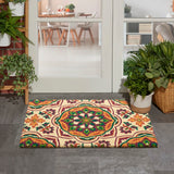 Nourison WaverlyWav17 Greetings WGT26 Machine Made Tufted  Indoor/Outdoor Bohemian Botanical Rug Clay, Clay 100% Coir 99446366955