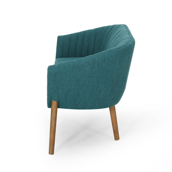 English Elm Loveseat Mid-century Modern Channel Tufted Upholstered Sofa with Rubberwood Tapered Legs 65780.00FT