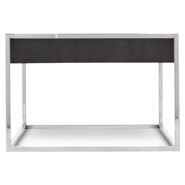 Bernhardt Bernhardt Beacon Cocktail Table — Distressed Pine Drawer & Polished Stainless Frame, Sculptural Storage (52"W) 303021C