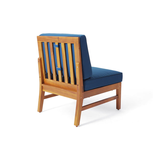 English Elm Perla Armless Accent Chair Tailored Low Profile Upholstered Seat for Living Room Blue 58941.00MBLU